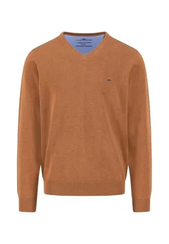 FYNCH-HATTON Strickpullover für Herren, Gr. M, braun (hazel) - Herren-Pullover aus 100% Baumwolle mit taillenbedeckendem Schnitt und Logo-Stickerei. Ideal für einen lässigen Look, bietet hohen Tragekomfort und ist pflegeleicht.