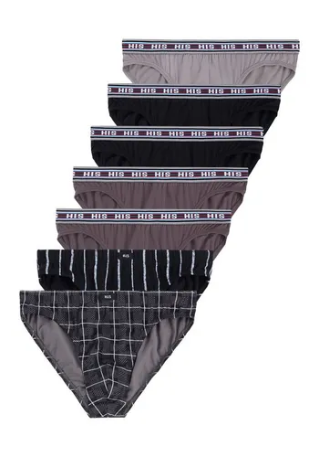 H.I.S Herren Slip Gr. L, 7er Pack, schwarz & anthra - Herrenunterhosen im praktischen 7er Pack, aus elastischem Baumwoll-Stretch für optimalen Tragekomfort und körpernahe Passform.