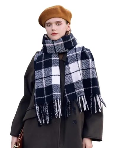 Leisofter Schal Damen Elegante Kaschmir Pashmina Schals Für Herbst Winter Lange Warmer Karierter Schal, 175 * 65cm