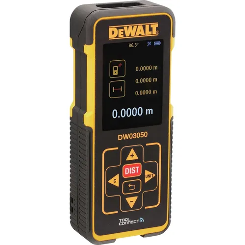 Dewalt Laser-Distanzmesser DW03050 - Präziser Laser-Distanzmesser für Längen-, Flächen- und Volumenmessungen bis 100 m, mit Speicherfunktion für 5 Messungen – ideal für Profis und Heimwerker.