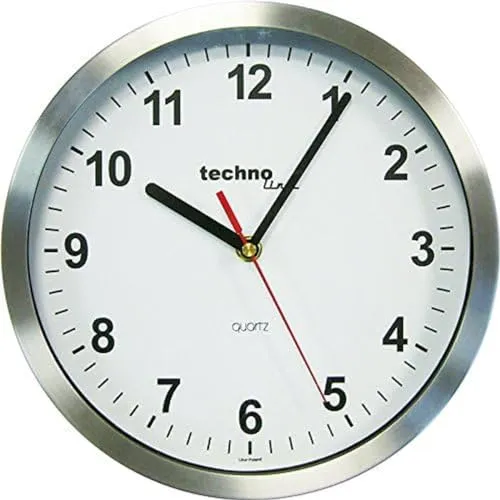 Technoline WT 7650 Wanduhr - Wohnaccessoires: Stilvolle 25 cm Quarz-Wanduhr aus Metall, ideal für jeden Raum mit einem eleganten silbernen Rahmen und gut lesbarem Ziffernblatt.