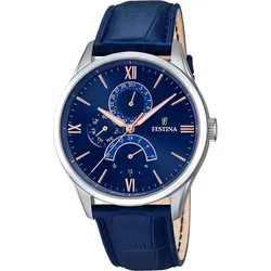 Festina Herren Analog Quarz Uhr F16823/3 mit Leder Armband - Armbanduhren für Herren mit leuchtenden Zeigern und kratzfestem Glas, ideal für stilbewusste Männer