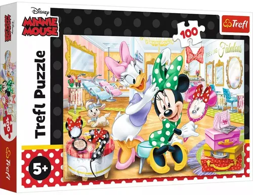 Trefl Puzzle Minnie im Kosmetikstudio - 100 Teile, fördert Kreativität und Vorstellungskraft für Kinder ab 5 Jahren