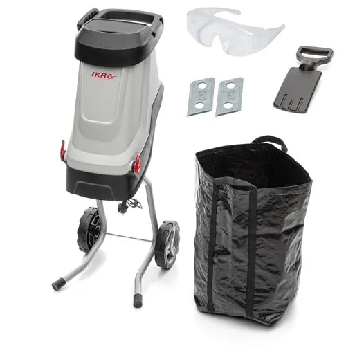 IKRA Elektro Gartenhäcksler Messerhäcksler IMH 2800, inkl. Fangsack 45l, 2800W, inkl. 2x Ersatz-Wendemesser & Schutzbrille