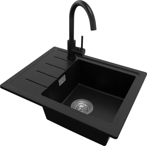 PRIMAGRAN Granitspüle Kopenhagen 550-45 Easy mit Armatur und Ablauf-Set