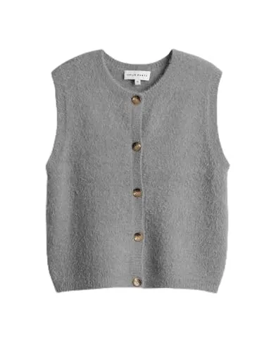 OPUS PANTS Damen Weste | PORAH Regular Strickweste im Alpaka Wollmix easy grey, 36