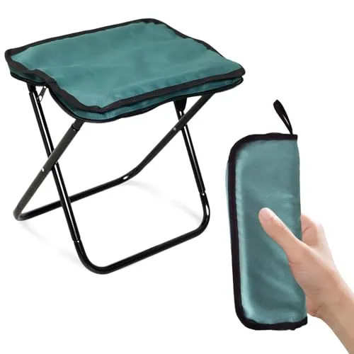 Alyxen Faltbarer Campinghocker, Klapphocker Tragbar, Leichter Outdoor-Hocker mit Tragetasche, Belastbar bis 120 kg, Kleiner Tragbarer Klapphocker für Wandern Angeln Garten Strand Reisen (Grün)