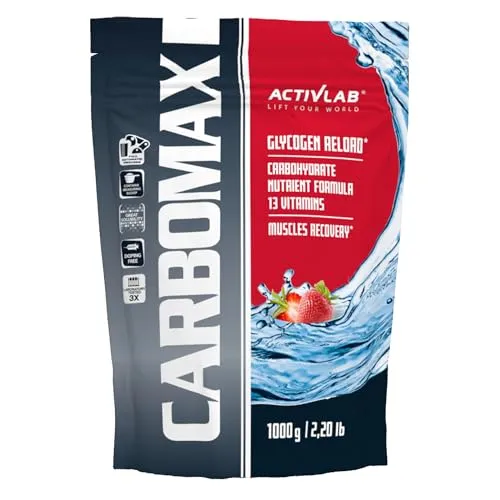 Activlab CARBOMAX 1000g, Kohlenhydrat mit Vitaminen, Energie und Glykogenauffüllung, für Training, Regeneration nach intensivem körperlichem Training, Erdbeere