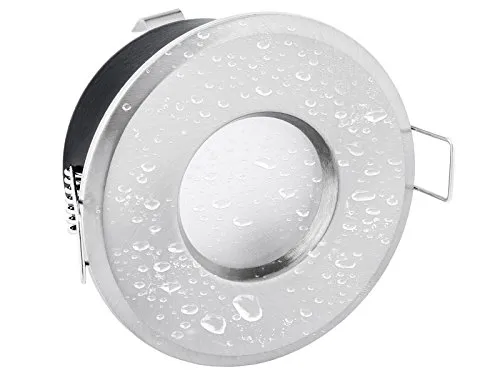 linovum runder LED Einbaustrahler IP65 für Bad & Außen in Alu gebürstet inkl. LED Modul 4W neutralweiß - Einbautiefe 50 mm