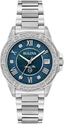 Bulova Damen analog Quarz Uhr mit Edelstahl Armband 96R215