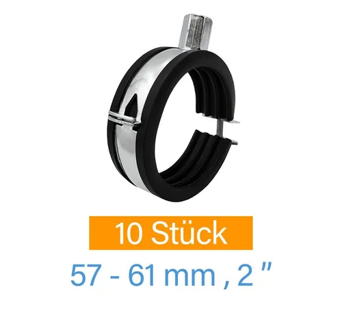 Symbionet Rohrschelle 10x Stahl Rohrschelle 57-61 mm 2 Zoll Rohrhalter Rohrhalterung