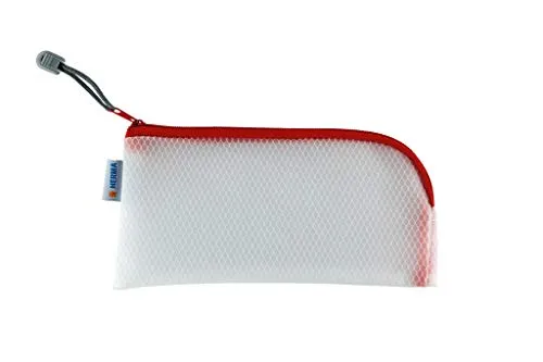 HERMA Dokumententasche mit Reißverschluss, kleine wasserdichte Reißverschlusstasche, verschließbare Dokumentenmappe aus Kunstoff mit Zipper, halb-transparent, 23 x 11 cm, rot
