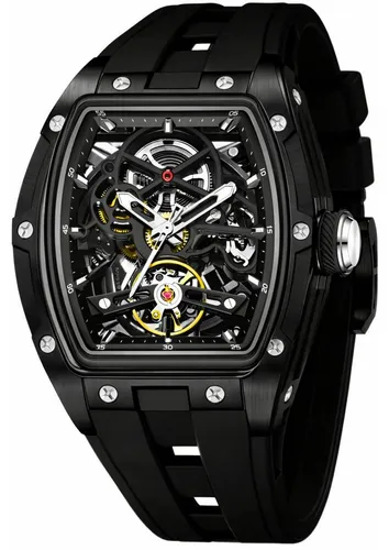 S&T Design Automatikuhr Herren Edelstahl Skelett - Elegante Automatikuhr im Skelett-Design mit präzisem mechanischen Uhrwerk. Wasserabweisend bis 50 Meter, robust und ideal für besondere Anlässe. Inklusive hochwertiger Geschenkbox.