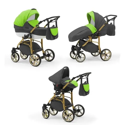 Kinderwagen-Set 4 in 1 Neo Gold inkl. Sportsitz und Autositz - 16 Teile - in 22 Farben