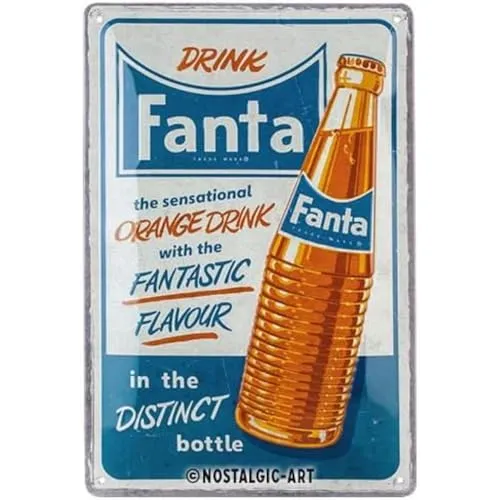 Nostalgic-Art Retro Blechschild, 20 x 30 cm, Fanta – Sensational Orange Drink – Geschenk-Idee als Bar-Zubehör, Original Lizenzprodukt (OLP), aus Metall, Vintage Design, Blechschilder Sprüche
