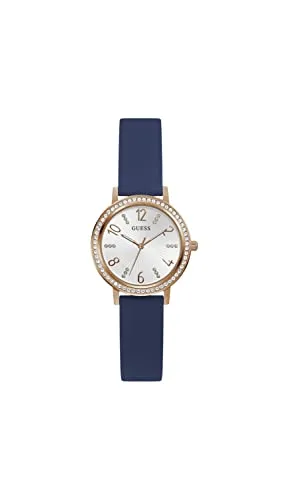 GUESS Damen Analog Quarz Uhr GW0591L1 - Elegante Armbanduhr mit 32 mm rotgoldenem Gehäuse und 19 cm Lederarmband, perfekt für stilbewusste Frauen.