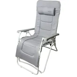 Westfield 509029 Relaxsessel - Verstellbarer Campingsessel in Weiß - Camping-Zubehör mit gepolstertem Sitzbezug und abnehmbarem Kopfkissen, bis 140kg belastbar - ideal zum Entspannen beim Camping, im Garten oder zu Hause.
