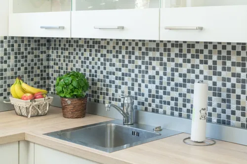 Kunststein Rustikal Mosaikfliese Resin grau schwarz anthrazit silber creme beige