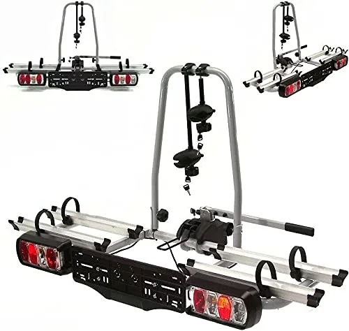 Fahrradträger für 2 E-Bikes - Abklappbarer Heckträger mit 60 kg Nutzlast, optimaler Zugang zum Kofferraum und sicheres Lichtpanel
