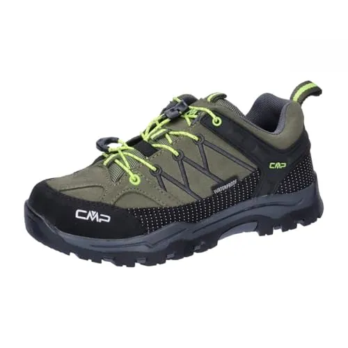 CMP Kids Rigel Low Trekking Shoes WP olive-yellow fluo (07ES) 34 - Wasserdichte Wanderschuhe für Kinder mit ClimaProtect-Membran, ideal für Trekking und Freizeit. Schnellverschluss-System für einfaches An- und Ausziehen.