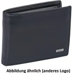 Herrenbörse Leder, 1 Klappe, schwarz - Schwarz - Elegante Portemonnaie aus Leder mit 6 Kreditkartenfächern, Ausweissichtfach und Geheimklappe - perfekt für stilbewusste Herren.