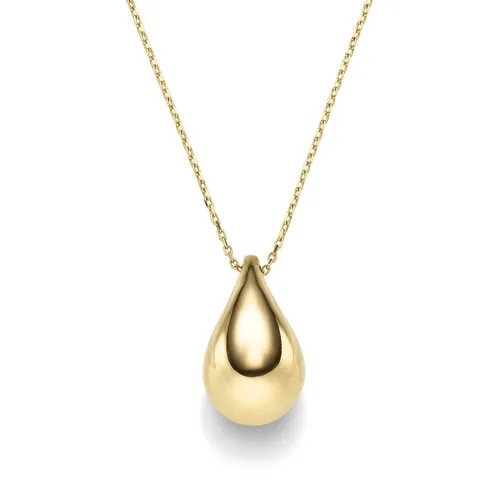 Collier Halskette mit Anhänger Tropfen 20x12mm 585 Gold Gelbgold 45cm glänzend