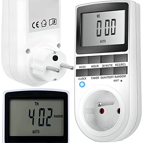 Retoo Zeitschaltuhr Digitale Elektrische Zeitschaltuhr Steckdose für Innen LCD-Display Wochenzeitschaltuhr 10 Konfigurierbaren Programmen 12/24h Modus Weiß