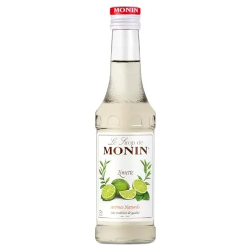 Monin Sirup Limette (1x 0,25 l) – Limettensirup für Cocktails, Mocktails & Sprudelgetränke – Zitrusgeschmack für Mojito, Margarita, Limonade & Getränke