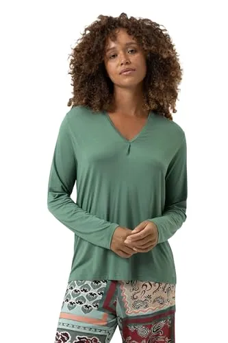 Mey Nachtwäsche Serie Pure Chic Damen Homewear-Oberteile Peat Moss (M)