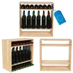 MODO24 Weinregal für 32 Flaschen – Massivholz, stapelbar, 60x60x30 cm - Elegantes Weinregal aus Massivholz für stilvolle Aufbewahrung von 32 Flaschen. Modular und flexibel einsetzbar, ideal für Zuhause oder Gastronomie. Schaffen Sie ein ansprechendes Ambiente für Ihre Weinsammlung.