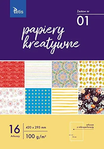 Tetis A3 Motivpapier Motivblock Papier mit Muster Dekopapier Designpapier Bastelpapier zum Basteln Découpage Scrapbook DIY