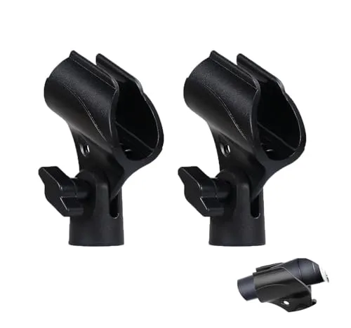 Stück Mikrofon Halterung,Rutschfester Robuster Mikrofonhalter,Verstellbarer Mikrofon Clip Halter,Universelle Mikrofon Halterungsklemme mit 5/8 Zoll auf 3/8 Zoll Mikrofon-Schraubenadapte Schwarz 2