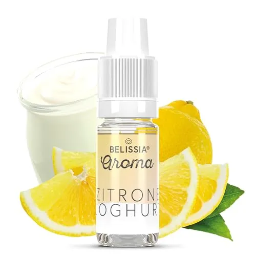 Belissia Lebensmittelaroma Zitrone-Joghurt - 10ml Hochdosiertes Aroma - Kalorienfrei, Vegan - Für Speisen, Getränke, Shake, Quark, Nebelmaschine, Diffuser, Raumduft uvm.