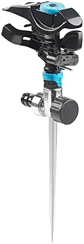 Royal Gardineer Impulsregner: Impuls-Rasensprenger mit Erdspieß, 360°, 314 m² (Rasensprenkler, Rasensprenger flach, Bewässerung)