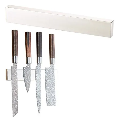Rosenstein & Söhne Messermagnet: Durchgehende Magnet-Messerleiste aus gebürstetem Edelstahl, 36 cm (Magnetschiene Messer, Magnetstreifen für Messer, Flaschenöffner)