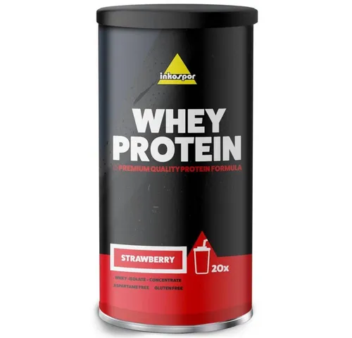 Inkospor Whey Protein - 600g-Dose Strawberry - Sportnahrung mit 75 % Eiweiß und 9 Vitaminen, ideal für Muskelaufbau und -erhalt. Hoher BCAA Gehalt und fettfrei, perfekt nach dem Training für optimale Proteinsynthese.