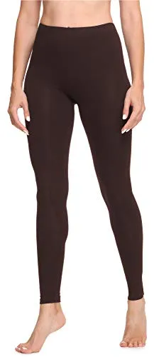 Ladeheid Damen Lange Leggings aus Baumwolle LA40-133 (Braun, XS)
