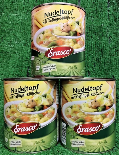  Nudelsuppe !! 4,13€/l) 3x Erasco Nudeltopf mit Geflügel Klößchen (3x800g Dose