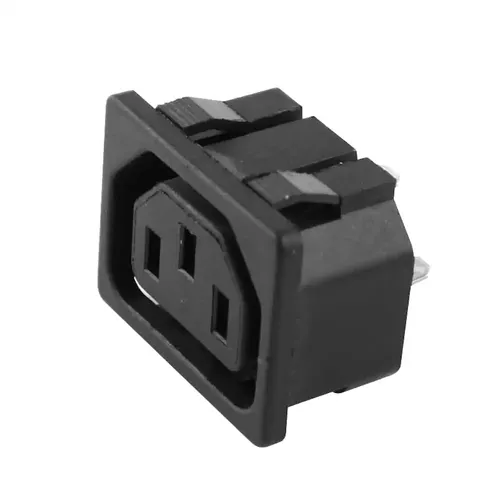 Kaltgeräte-Einbaukupplung, 10A/250V, schwarz, Snap-in