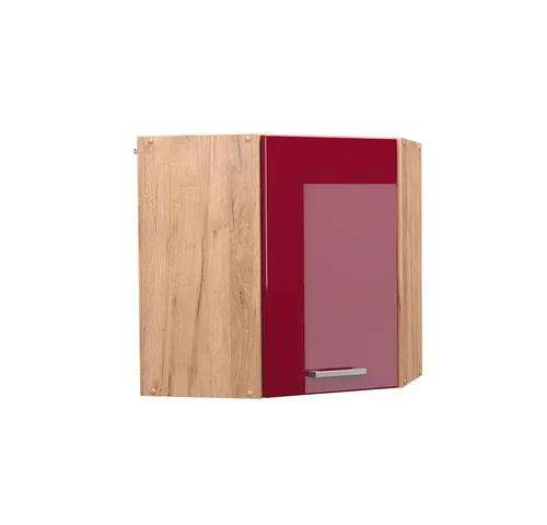 Vicco Eckhängeschrank R-Line, Bordeaux Hochglanz/Goldkraft Eiche, 57 cm (1 Hängeschrank) Eckhängeschrank