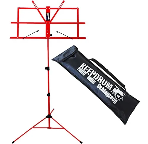 keepdrum MUS2 RD Notenständer Rot kindgerecht + keepdrum Tragetasche