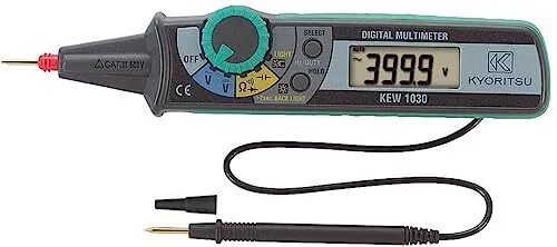 Kyoritsu KEW1030 Digitalmultimeter – Stift Typ mit mehrfarbiger Digitalanzeige - Multimeter mit Hintergrundbeleuchtung, kompakt und ideal für präzise Messungen unterwegs.