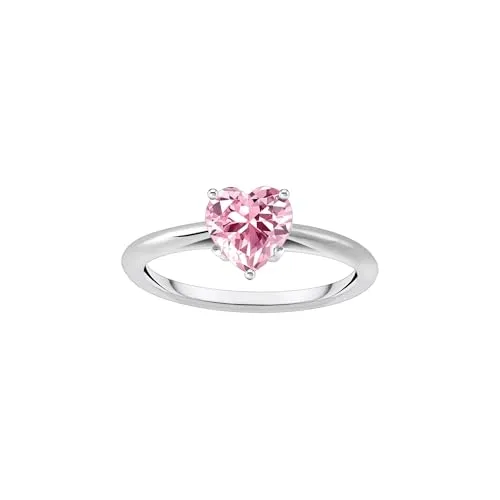 THOMAS SABO Damen-Ring Pinkfarbenes Herz aus Silber TR2476-051-9-52 - Ringe für Damen, eleganter Solitär-Ring mit pinkfarbenem Zirkonia-Herz - ein perfektes Geschenk für Liebhaberinnen!