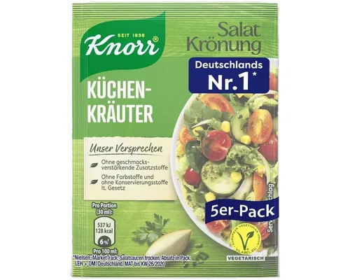 Knorr Saucen, Knorr Salatkrönung Küchen Kräuter klares Salat Dressing 5x 8g 5er
