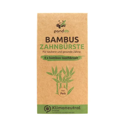 Pandoo Bamboo Toothbrush Bambus-Zahnbürste Medium Soft 4 St.