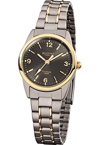Regent Damen Analog Quarz Uhr mit Titan Armband 12290269 - Elegante Armbanduhr für Damen mit leichtem Titan-Armband, wasserfest bis 50 m und präzisem Quarzwerk – ideal für den täglichen Gebrauch.