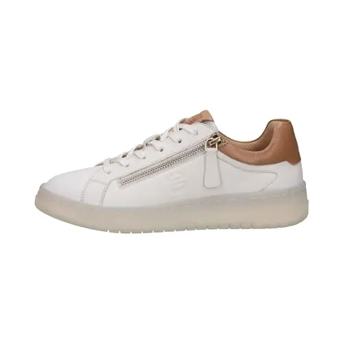 BAGATT D31-AJF08 Damen Schnürer - Stilvolle Ledersneaker in White/Brown, 41 EU - Damen-Sneaker mit Easy Change-Einlegesohle für höchsten Komfort. Zweifarbige Sneakers mit Reißverschluss, ideal für vielseitige Freizeitoutfits.