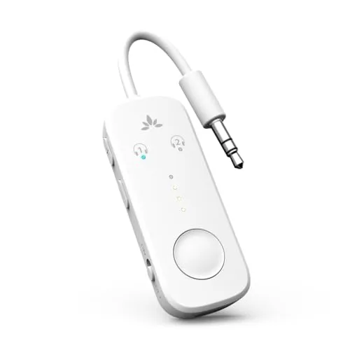 Avantree Relay – Bluetooth 5.3 Adapter für Flugzeug mit Qualcomm aptX Adaptive, für 2 AirPods oder Kopfhörer, 20 Std. Wiedergabezeit, 3,5mm AUX Klinke Transmitter Sender für Reisen, Fitnessstudio