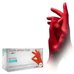 Style Hot Chili Nitrilhandschuhe, puderfrei, rot 01178-M , 1 Packung = 100 Stück, Größe M