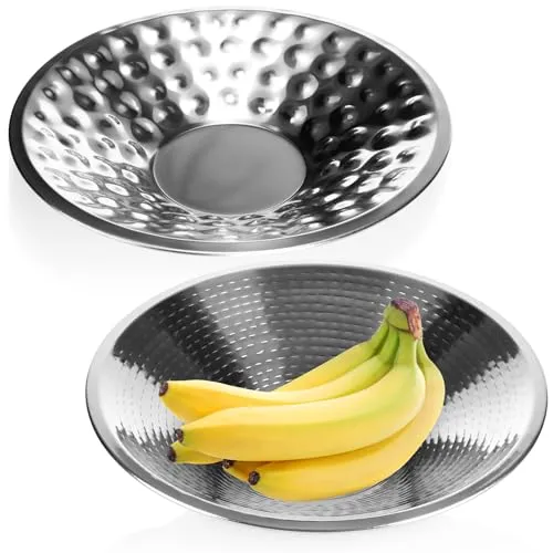 com-four® 2X Deko-Schale aus Metall - dekorative Design-Schüssel - Schale mit Hammerschlagdesign als Tischdeko, Obstschale, Servierplatte [Auswahl variiert] (Hammerschlag - 2 Stück)